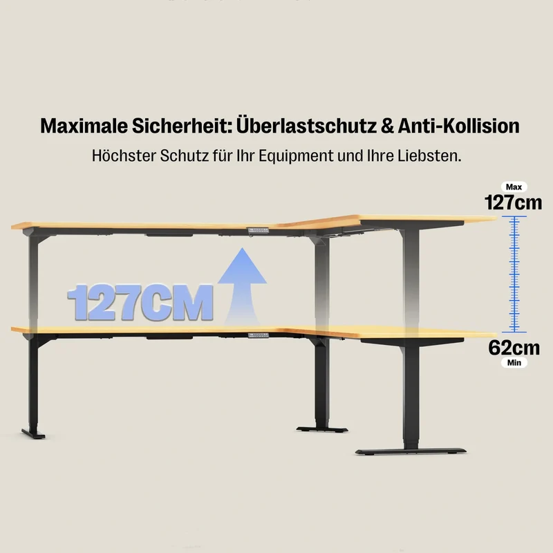 Maidesite T3 Pro Max – 3-Bein höhenverstellbares Schreibtischgestell mit 3 Motoren
