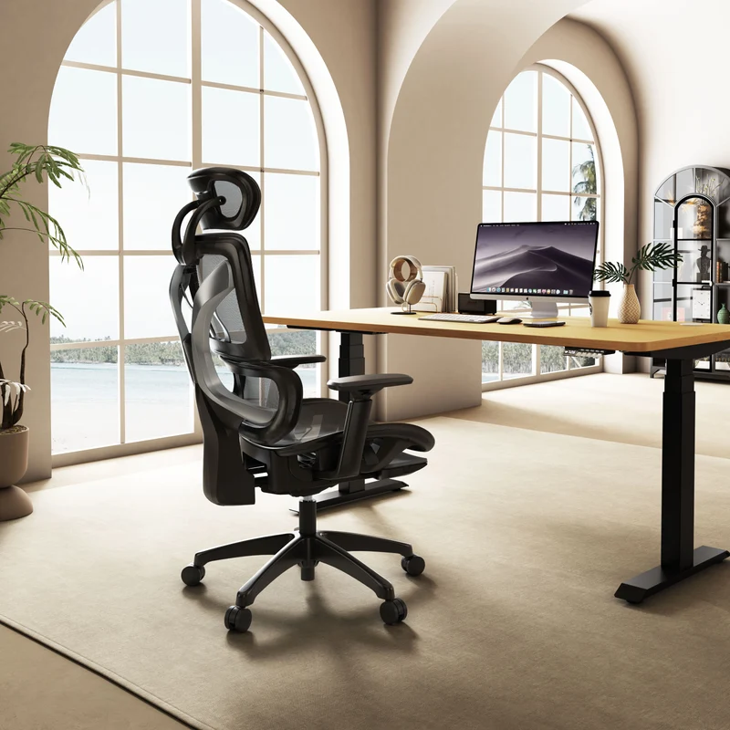 Maidesite EC6 Ergonomischer Bürostuhl mit Kopfstütze Rückenlehne und fußstütze