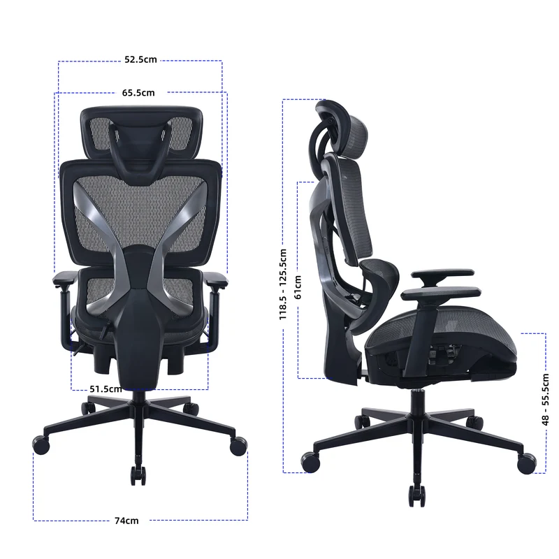 Maidesite EC6 Ergonomischer Bürostuhl mit Kopfstütze Rückenlehne und fußstütze