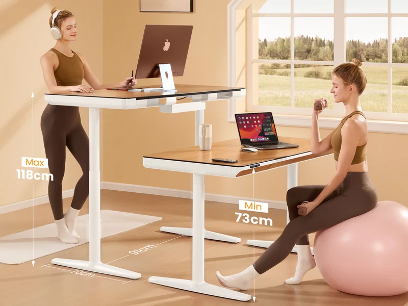 Maidesite Yoga – Eleganter höhenverstellbarer Schreibtisch mit Wirbelsäulen-Modu