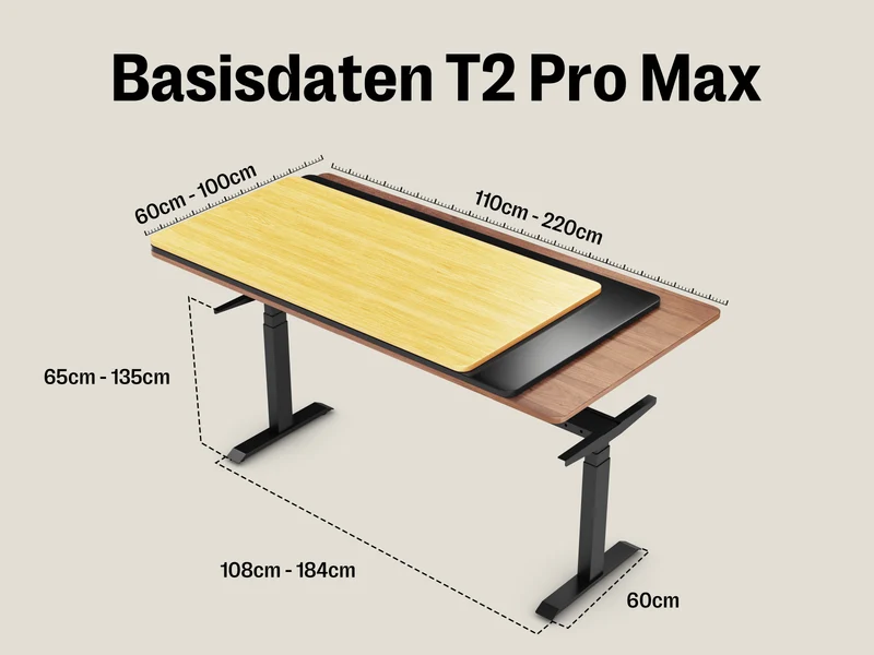 Maidesite T2 Pro Max – Premium Alleskönner Höhenverstellbarer Schreibtisch