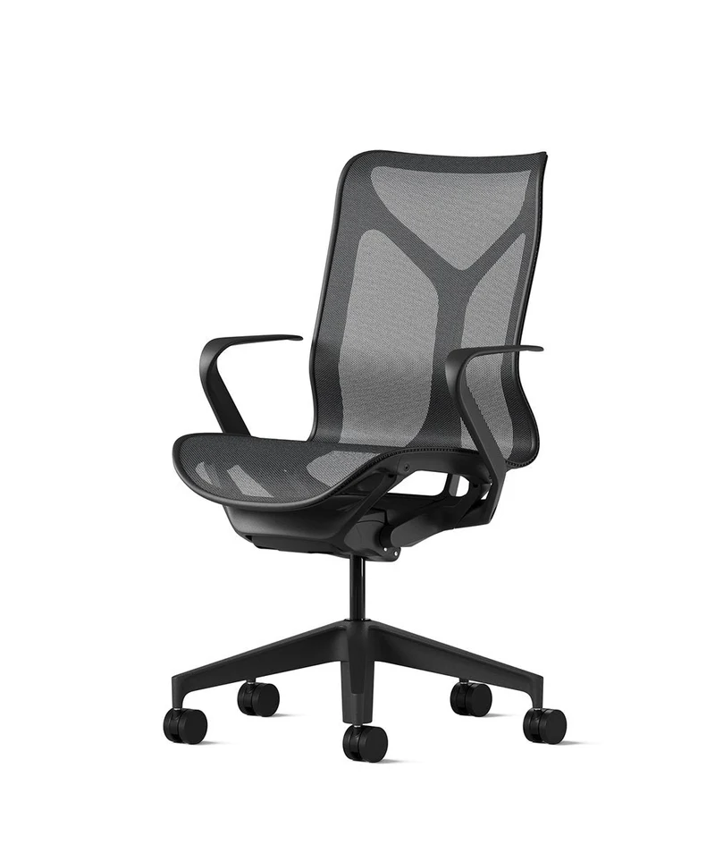 Cosm Stuhl mit mittlerer Rückenlehne Graphite/Graphite*Höhenfixiert