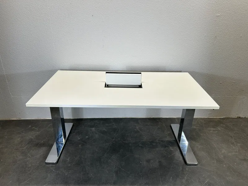 Konferenztisch Weiß mit Chrom Gestell