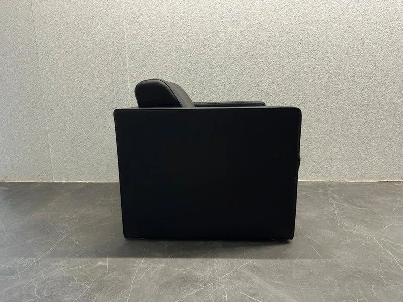 Couch Sessel Schwarz Leder