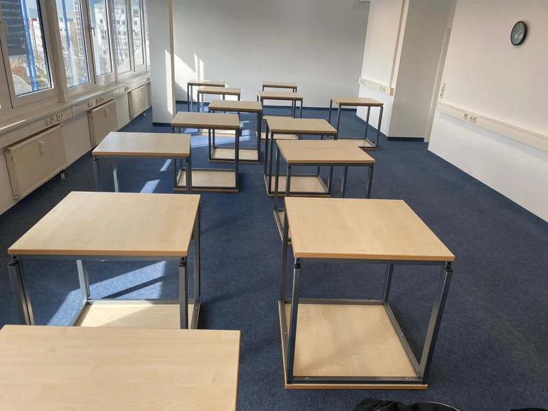 Seminartisch / Besprechungstisch Ahorn / Dunkelgrau