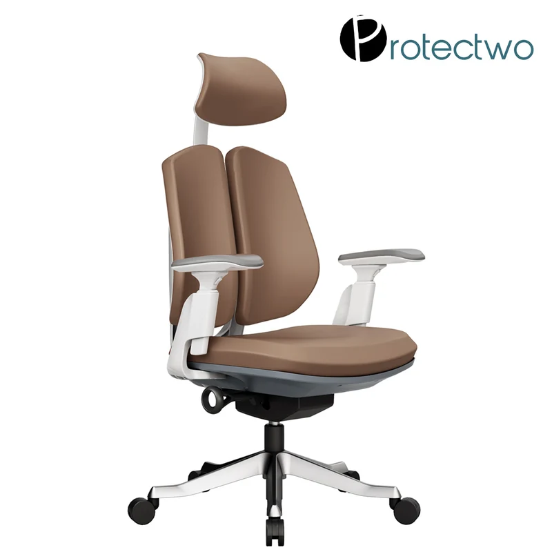 Protectwo Double Back leather Ergonomic Office Chair -TL92L W/B