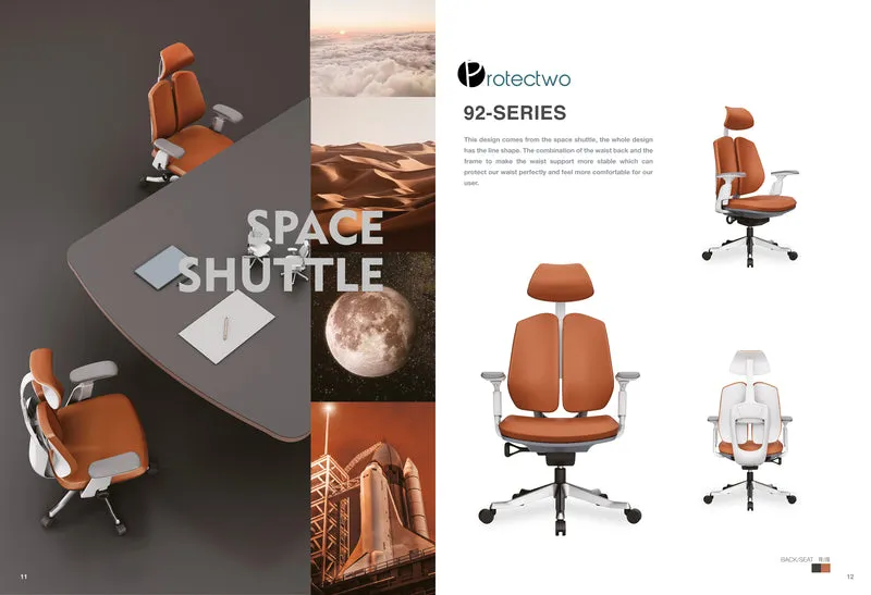Protectwo Double Back leather Ergonomic Office Chair -TL92L W/B