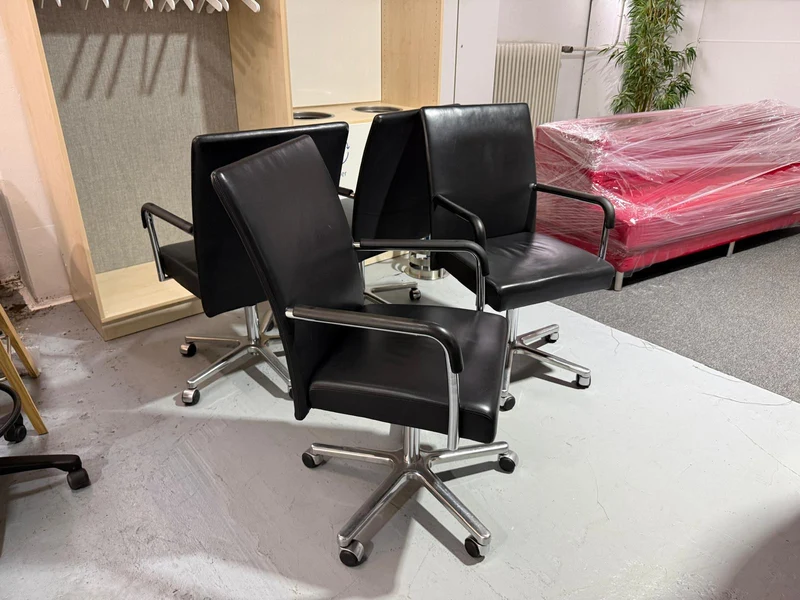Walter Knoll Konferenzstuhl Leder auf Rollen Schwarz