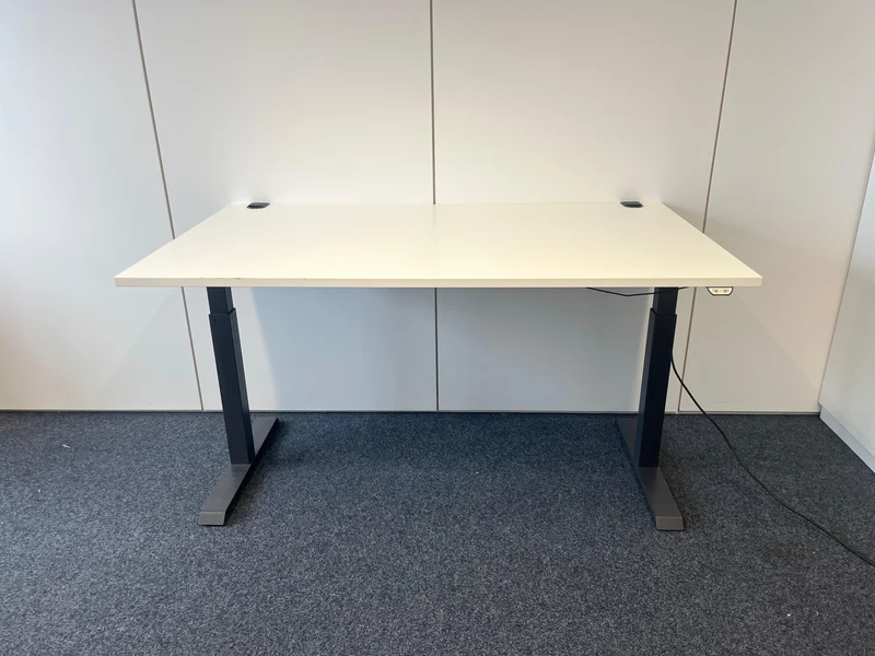 Elektrisch höhenverstellbarer Schreibtisch Weiß / Anthrazit