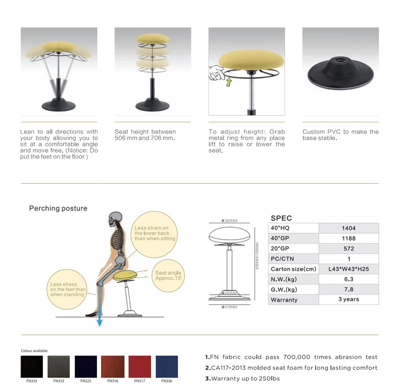 Ergostandi Ergonomic Stool - Wobble Chair ST3