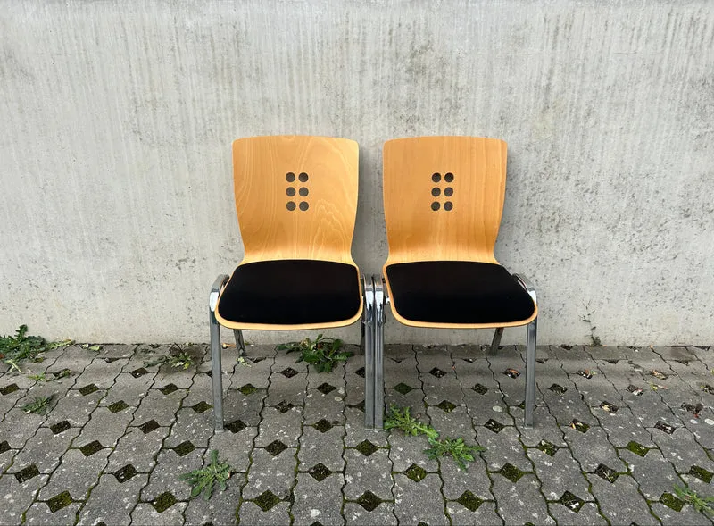 Konferenzstuhl Holz / Schwarz