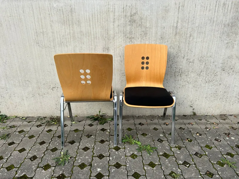 Konferenzstuhl Holz / Schwarz