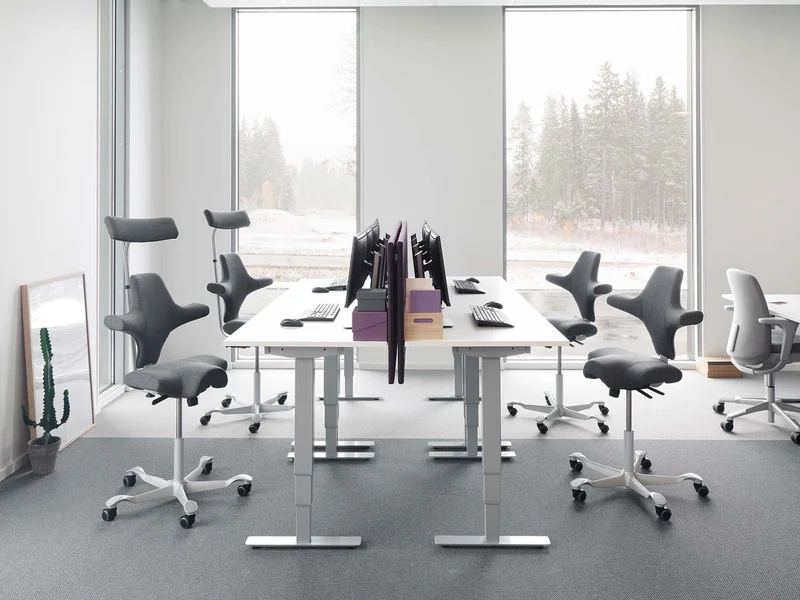 HÅG Capisco 8106 Ergonomic Office Chair Silver Metal, Light Grey Gabriel Cura CU60110