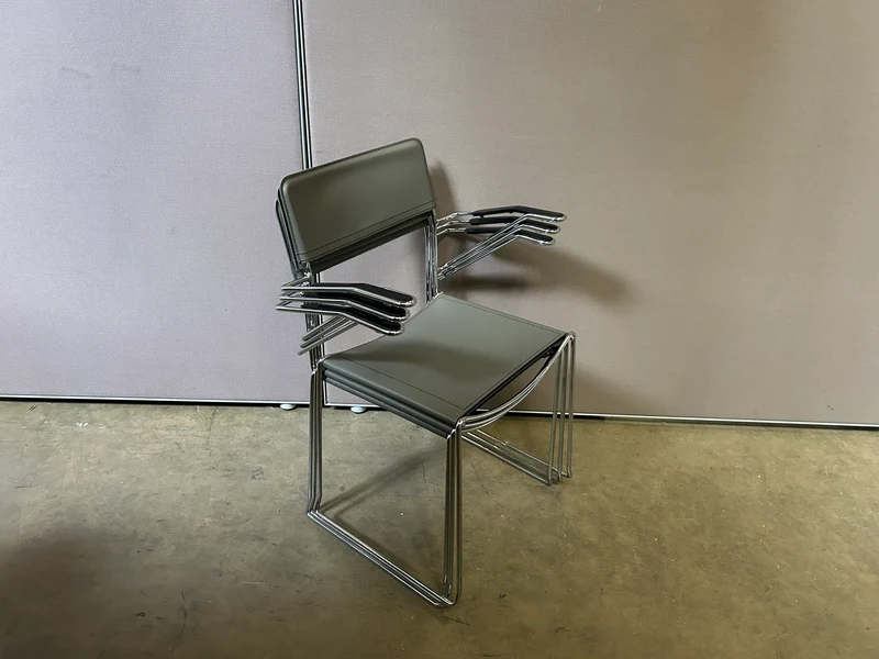 Konferenzstuhl Leder Grau