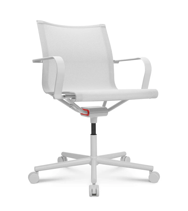 D1 Office Arbeitsstuhl Weiss m. Rollen u. Armlehnen