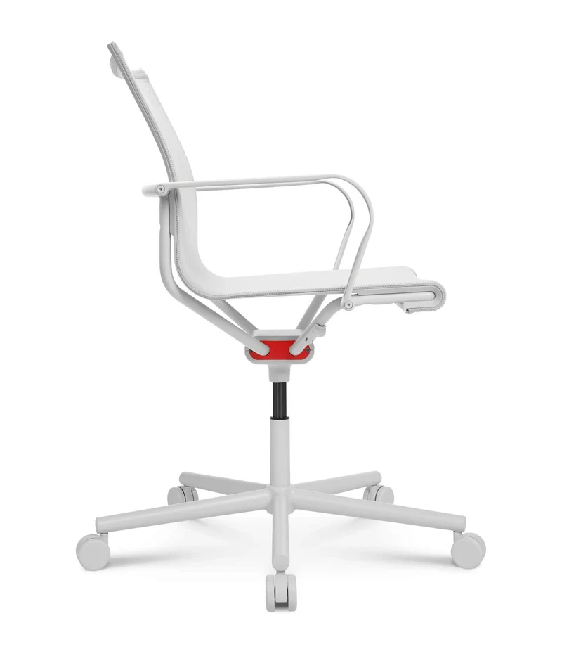 D1 Office Arbeitsstuhl Weiss m. Rollen u. Armlehnen