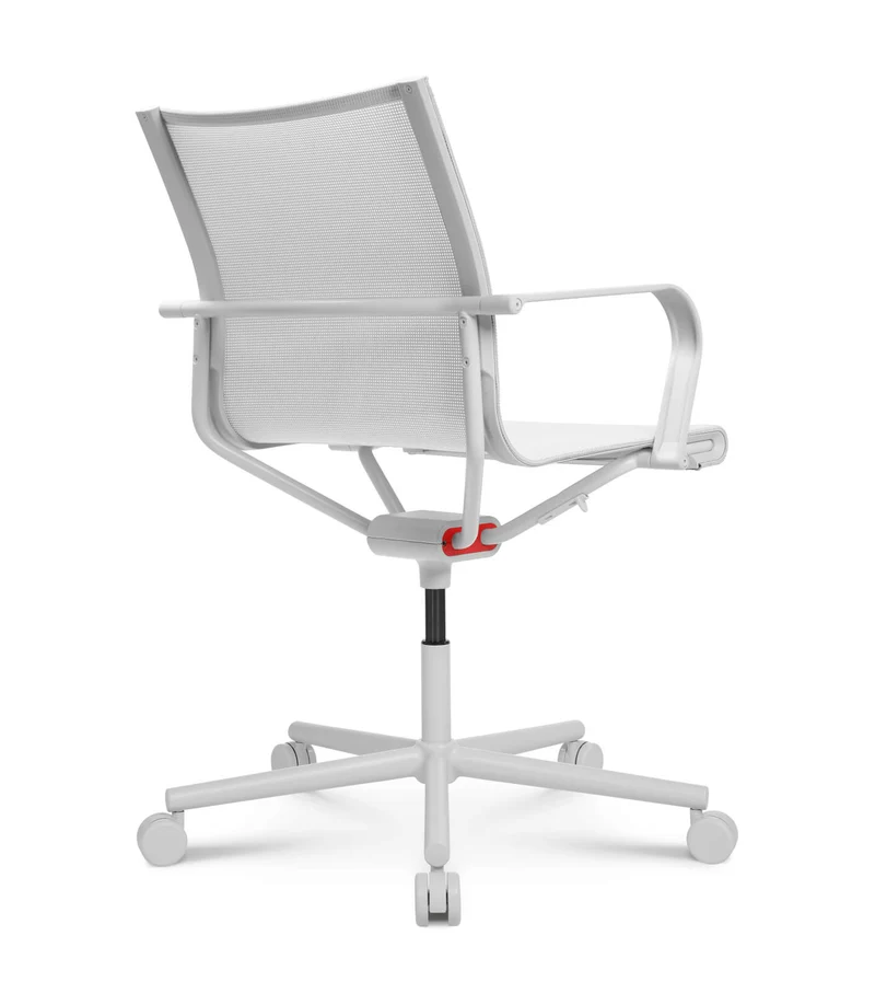 D1 Office Arbeitsstuhl Weiss m. Rollen u. Armlehnen