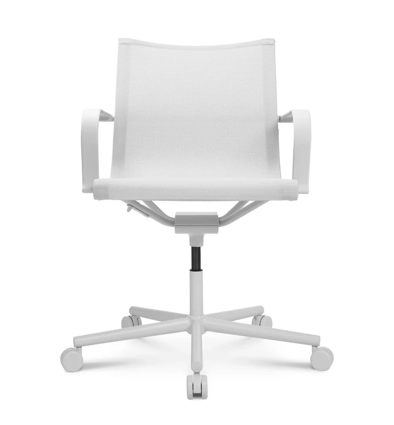 D1 Office Arbeitsstuhl Weiss m. Rollen u. Armlehnen
