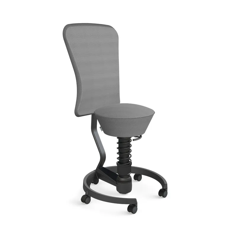 Aeris Swopper mit Rollen und Rückenlehne (Schwarz) – Ergonomischer Sitzhocker für aktives Sitzen