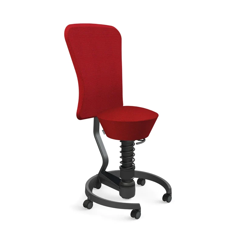 Aeris Swopper mit Rollen und Rückenlehne (Schwarz) – Ergonomischer Sitzhocker für aktives Sitzen