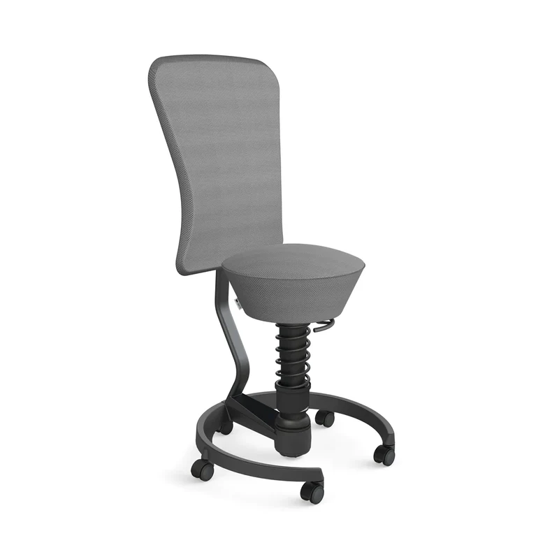 Aeris Swopper mit Rollen und Rückenlehne (Schwarz) – Ergonomischer Sitzhocker für aktives Sitzen