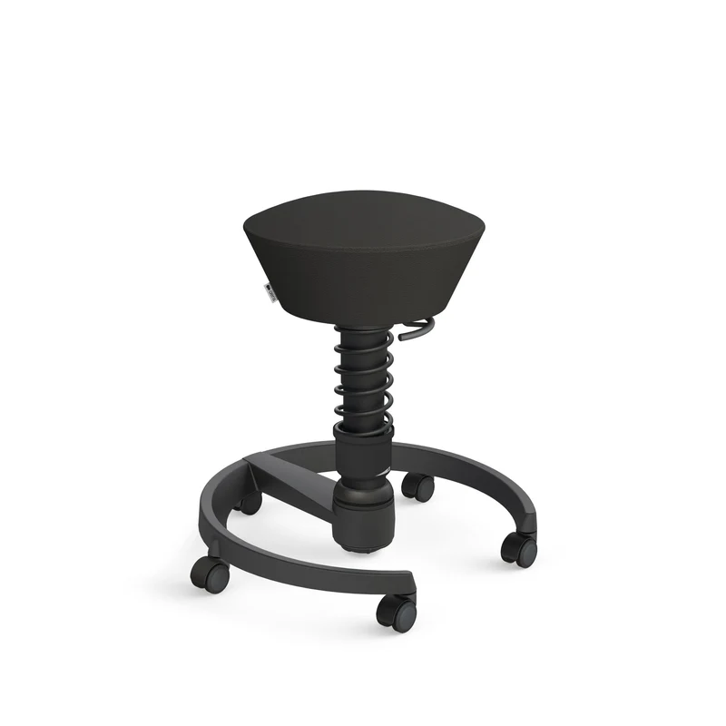Aeris Swopper mit Rollen (Schwarz) – Ergonomischer Sitzhocker für aktives Sitzen