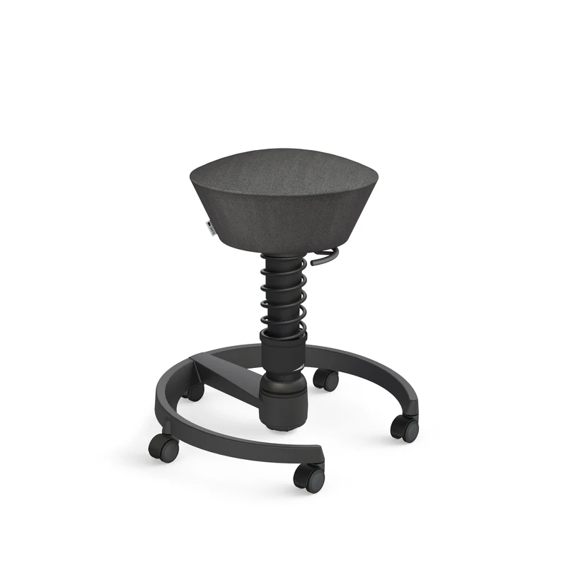 Aeris Swopper mit Rollen (Schwarz) – Ergonomischer Sitzhocker für aktives Sitzen