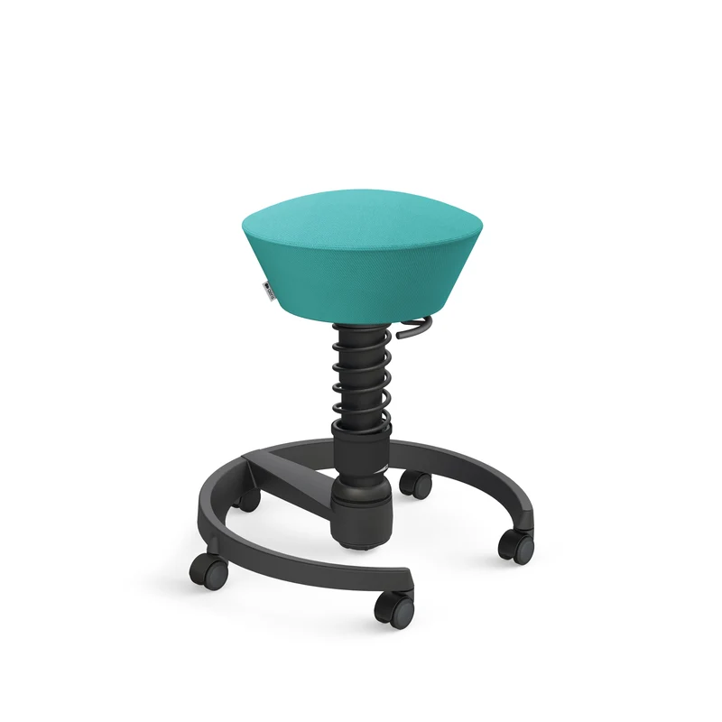 Aeris Swopper mit Rollen (Schwarz) – Ergonomischer Sitzhocker für aktives Sitzen