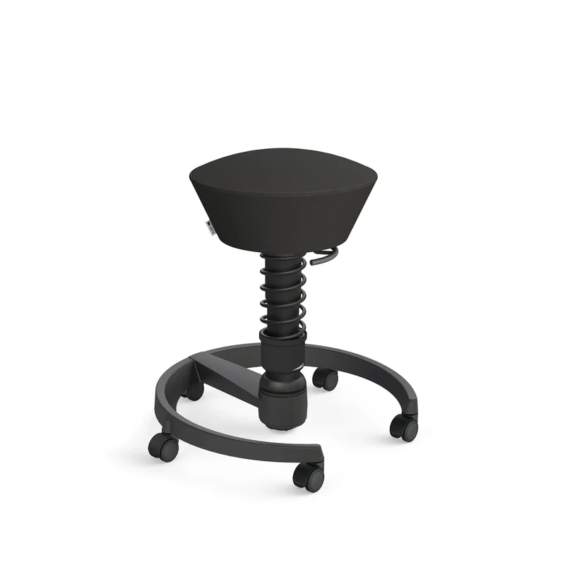 Aeris Swopper mit Rollen (Schwarz) – Ergonomischer Sitzhocker für aktives Sitzen