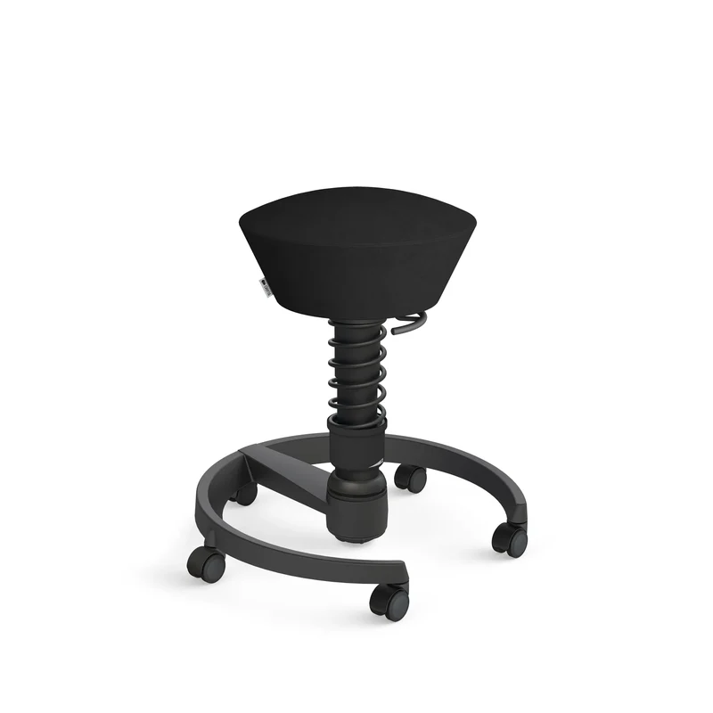 Aeris Swopper mit Rollen (Schwarz) – Ergonomischer Sitzhocker für aktives Sitzen