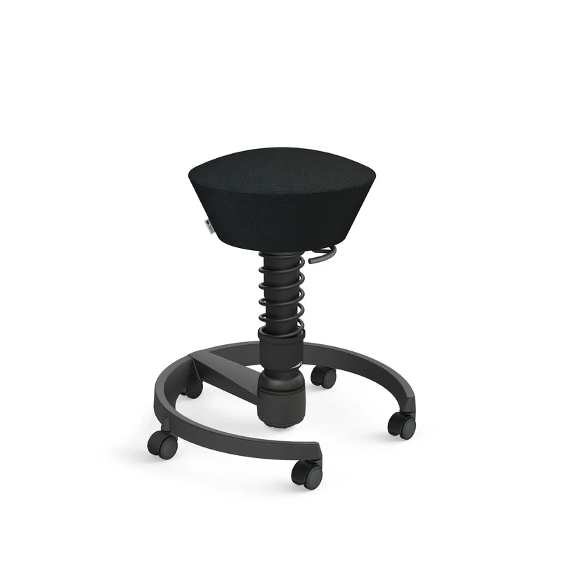 Aeris Swopper mit Rollen (Schwarz) – Ergonomischer Sitzhocker für aktives Sitzen