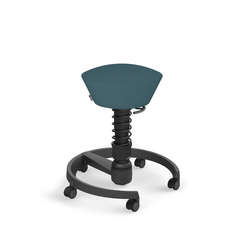 Aeris Swopper mit Rollen (Schwarz) – Ergonomischer Sitzhocker für aktives Sitzen