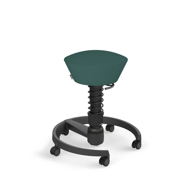 Aeris Swopper mit Rollen (Schwarz) – Ergonomischer Sitzhocker für aktives Sitzen