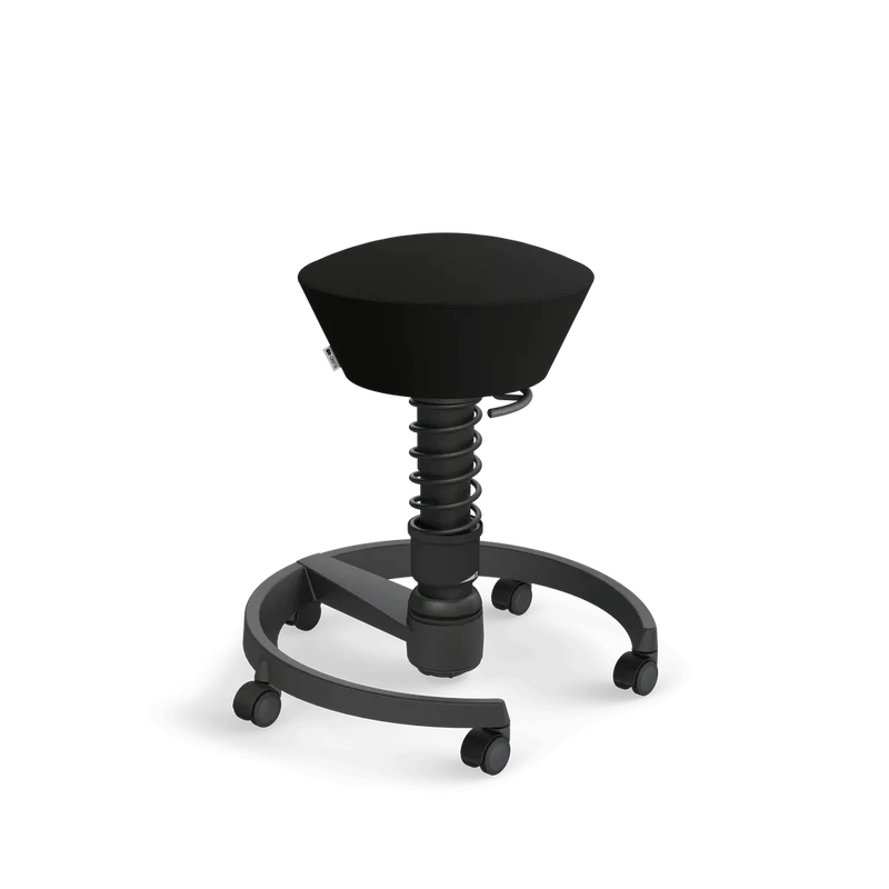 Aeris Swopper mit Rollen (Schwarz) – Ergonomischer Sitzhocker für aktives Sitzen