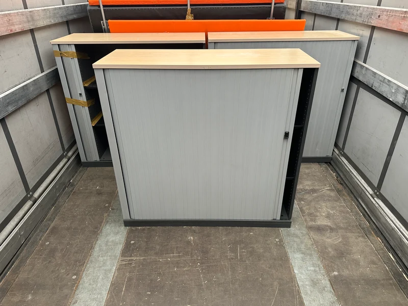 Steelcase Sideboard 3OH Ahorn Silber Anthrazit