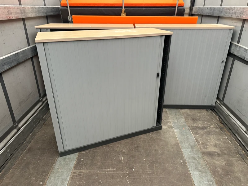 Steelcase Sideboard 3OH Ahorn Silber Anthrazit