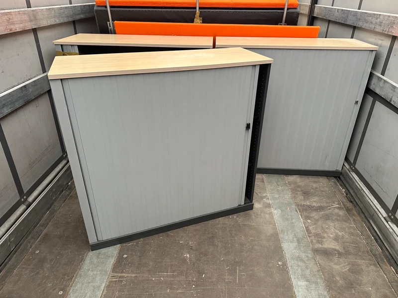 Steelcase Sideboard 3OH Ahorn Silber Anthrazit