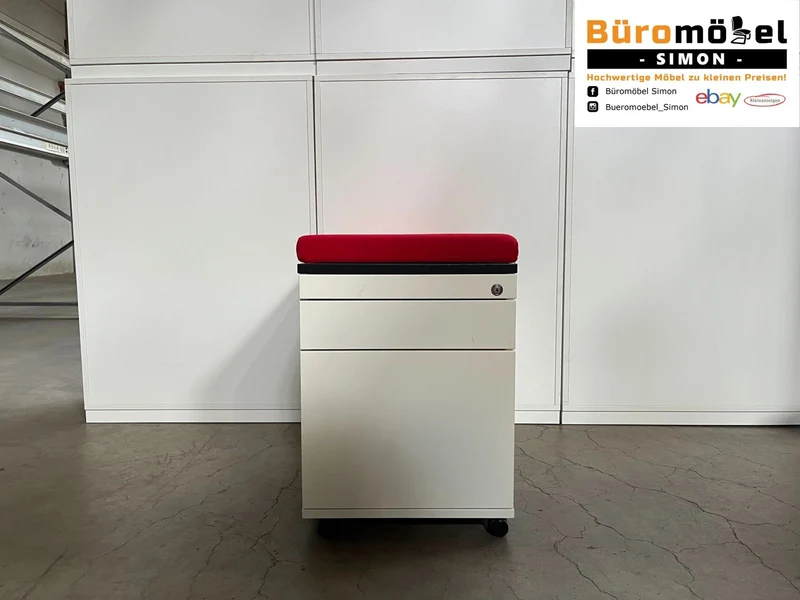 Sedus Rollcontainer Weiß mit Sitzkissen