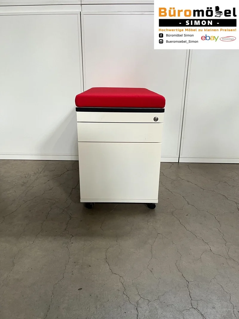 Sedus Rollcontainer Weiß mit Sitzkissen