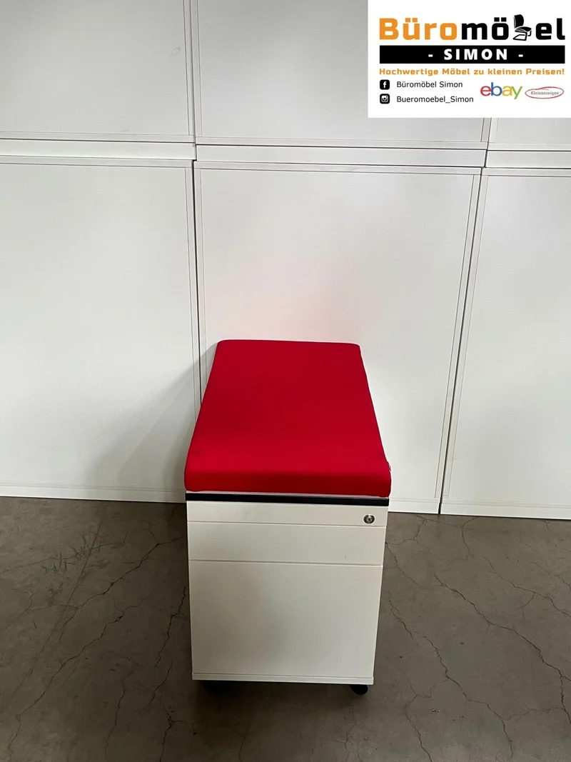 Sedus Rollcontainer Weiß mit Sitzkissen