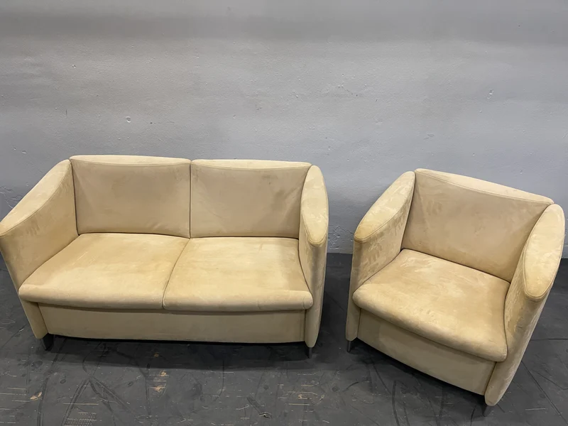 Couch Hocker Beige Leder
