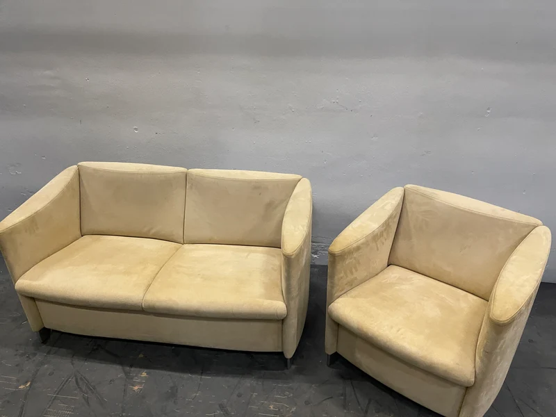 Couch Hocker Beige Leder