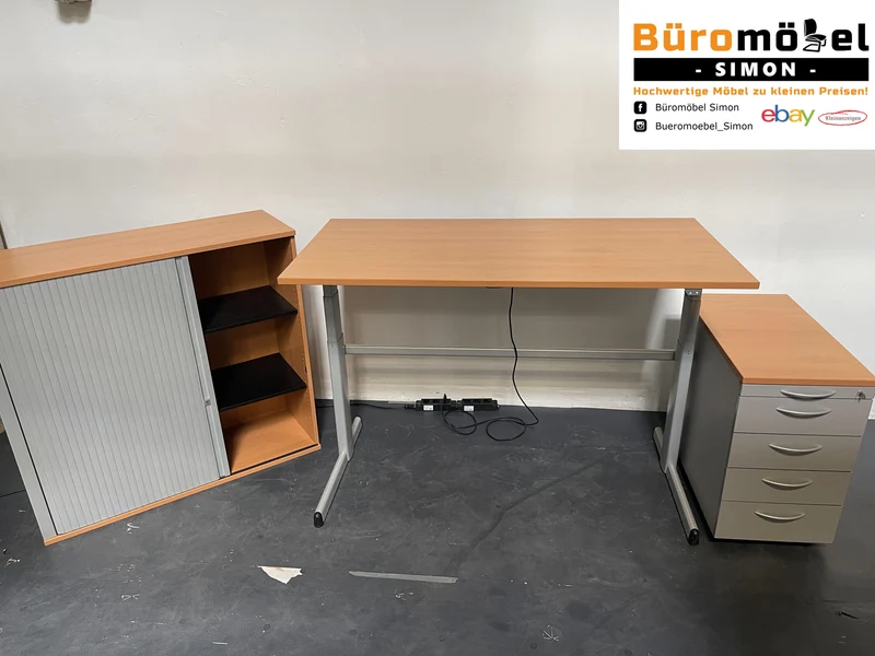 Steelcase elektrisch höhenverstellbarer Schreibtisch Buche