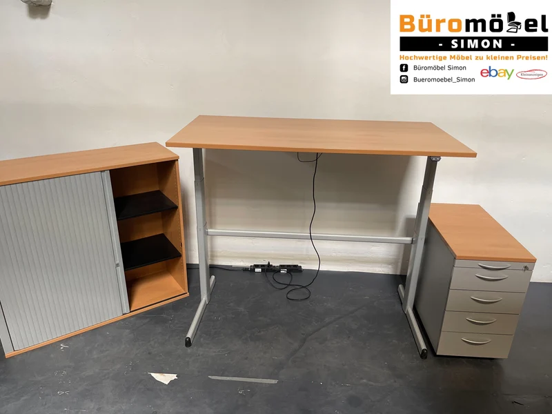 Steelcase elektrisch höhenverstellbarer Schreibtisch Buche