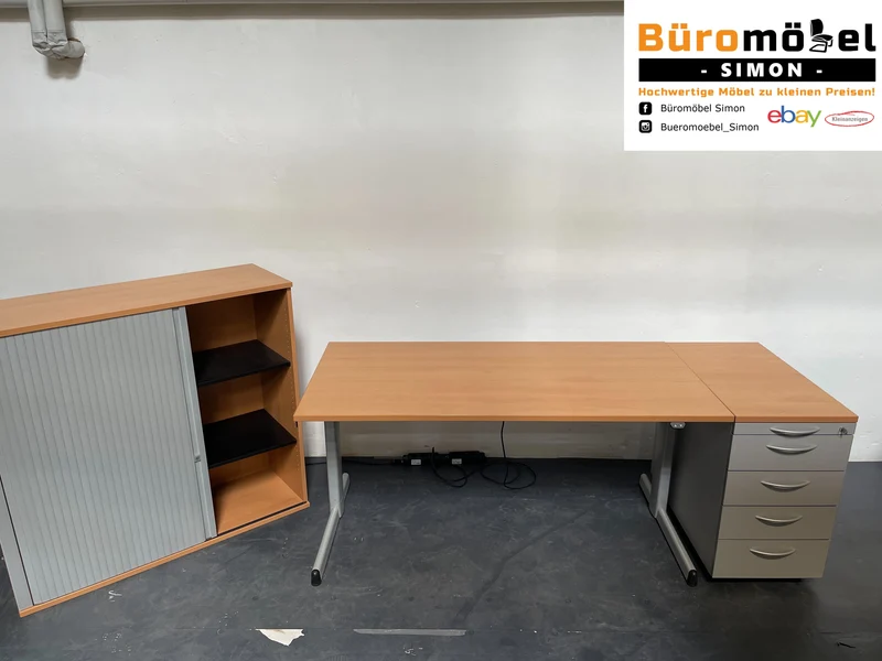Steelcase elektrisch höhenverstellbarer Schreibtisch Buche