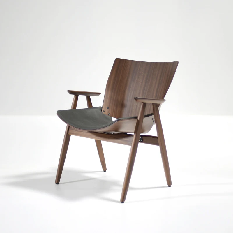 Rex Shell Wood Lounge Armchair, Walnut